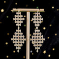 Silver Tone Geometric Crystal Tassel Geometric Crystal Two Designs Metal Dangle Earrings view 2