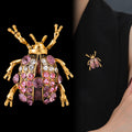 Red Gold Tone Beetle Metal Brooch Pin for Jackets and Lapels view 4