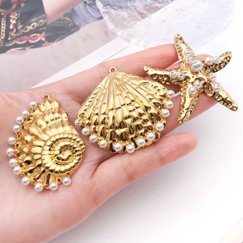 Acrylic Conch Starfish Ocean Charm Pendants for DIY Jewelry Accessories
