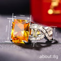 Rectangular Solitaire Twisted Clear Stone Ring In Yellow Or Green view 4