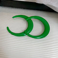 Chunky Oversized C Hoop Earrings in Bright Pink and Green view 7