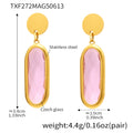 Gold Disc Stud Oval Czech Glass Drop Earrings Six Colors view 9