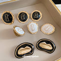 Gold Tone Keyhole Enamel Open Rings And Stud Earrings view 4