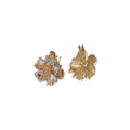 Double Sided Floral Crystal Stud Earrings in Gold Tone view 5