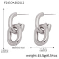 Gold Steel Two Tone Hollow Double U Link Drop Earrings view 8
