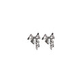 Clear Look Bow Stud Earrings with Fine Charm Drops view 5