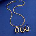 Gold Tone Gold Oval Twist Metal Necklace and Earring Set view 3