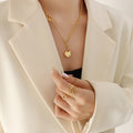 Gold Steel Heart Padlock OT Mixed Chain Necklace 45cm view 4