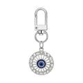 Twelve Piece Silver Tone Rhinestone Evil Eye Clip Keychain Set view 2