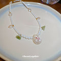 White Pearl Shell Flower Pendant Beaded Strand Necklace view 4