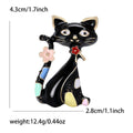 Black White Enamel Cat Flower Brooch Pin Two Colors view 5