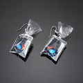 Transparent Water Bag Fish Novelty Hook Earrings in Four Colors view 3