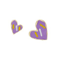 Asymmetric Enamel Heart Stud Earrings Purple Yellow 2 Colors view 5