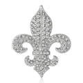 Fleur De Lis Crystal Brooch in Detailed Metal and Crystal Design view 2