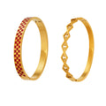 Checkerboard and Crystal Diamond Hinged Bangles in Gold Tone view 5