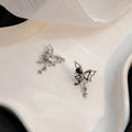 Black Butterfly Star and Cross Asymmetrical Stud Earrings view 4