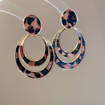 Leopard Print Geometric Drop Earrings in Seven Designs