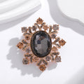 Brown Black Flower Crystal Metal Brooch Pin for Jackets and Lapels view 5