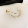 Five Mixed Wave Geometric And Twisted Wire Open Cuff Bracelets view 10