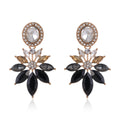 Gold Tone Silver Tone Flower Crystal Two Designs Metal Dangle Earrings view 1