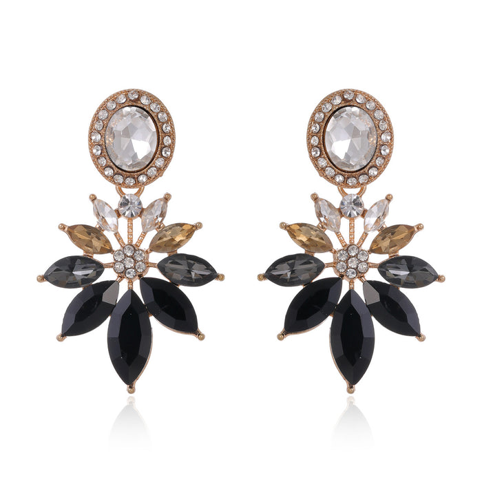 Gold Tone Silver Tone Flower Crystal Two Designs Metal Dangle Earrings
