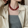 Red Glossy Round Bead Strand Necklace Five Size Options view 2