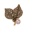 Leaf Pearl Look Metal Brooch Pin 4.6 x 5.4 cm for Jackets and Lapels view 1