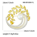 Crystal Leaf Wreath Brooch With Pearl Center in Three Metal Tones view 5