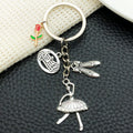 Antique Silver Ballet Dancer and Slippers Metal Keychain view 3