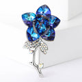 Crystal Rose Stem Brooch In Purple Or Blue With Polished Metal Detail view 7