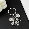 Four Sport Ball and Gear Charm Keychains with Metal Hardware view 1