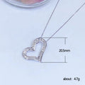 White Gold Open Heart Pendant Necklace Baguette Clear Stones view 5