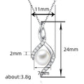 Silver Tone Clear Stone Swirl Faux Pearl Pendant Necklace view 5
