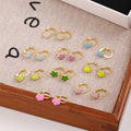 Nine Color Mini Flower Gold Tone Small Huggie Earrings view 1
