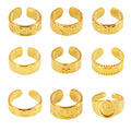 Gold Open Band Rings Textured Embossed Assorted Size 7 view 5