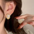 Gold Tone Irregular White Pearl Clip On Earrings Fashion Earrings view 3