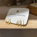 Gold Tone Multi Line Angled Ear Climber Stud Earrings view 4