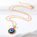 Gold and Silver Tone Crystal Rim Evil Eye Pendant Necklaces view 4