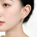 Gold Tone Blue Outfit And White Pearl Scarecrow Stud Earrings view 2