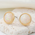 Gold Tone Oval Opal Effect Stud Earrings in Five Colors view 3