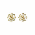 Clear Look Petal Cluster Gold Tone Statement Stud Earrings view 5