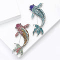 Rhinestone Koi Fish Brooch Silver Tone Blue Or Multicolor view 2