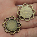 Antique Bronze Flower Round Cabochon Connector Setting view 2