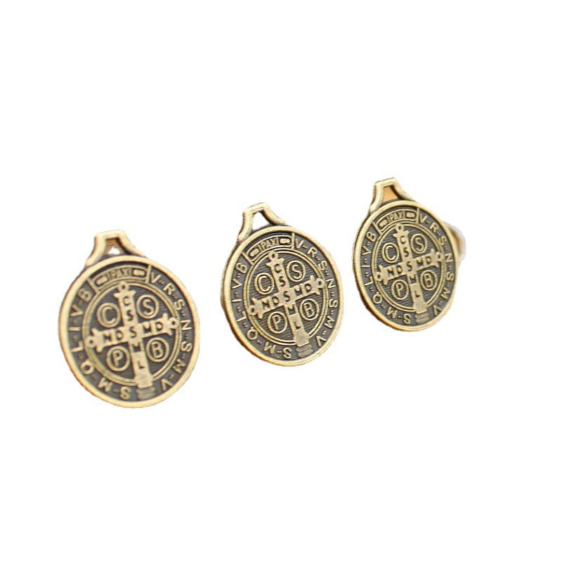 18mm Double-Sided Cross Round Alloy Charm Pendant