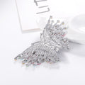 Pink Silver Tone Butterfly Crystal Metal Brooch Pin view 3