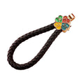 Braided Wrist Strap Keychain Components with Four-Leaf Metal Caps view 5