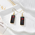 Black Rectangular Pressed Flower Drop Earrings in Eight Designs view 5