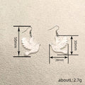 Flying Dove Dangle Earrings, White Pearlescent Acrylic with Silver-Tone Hooks view 4