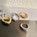 Textured Organic Huggie Hoop Earrings Gold and Silver view 2