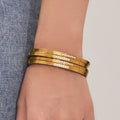 Grooved Crystal Hinged Bracelet in Polished Gold Tone view 2